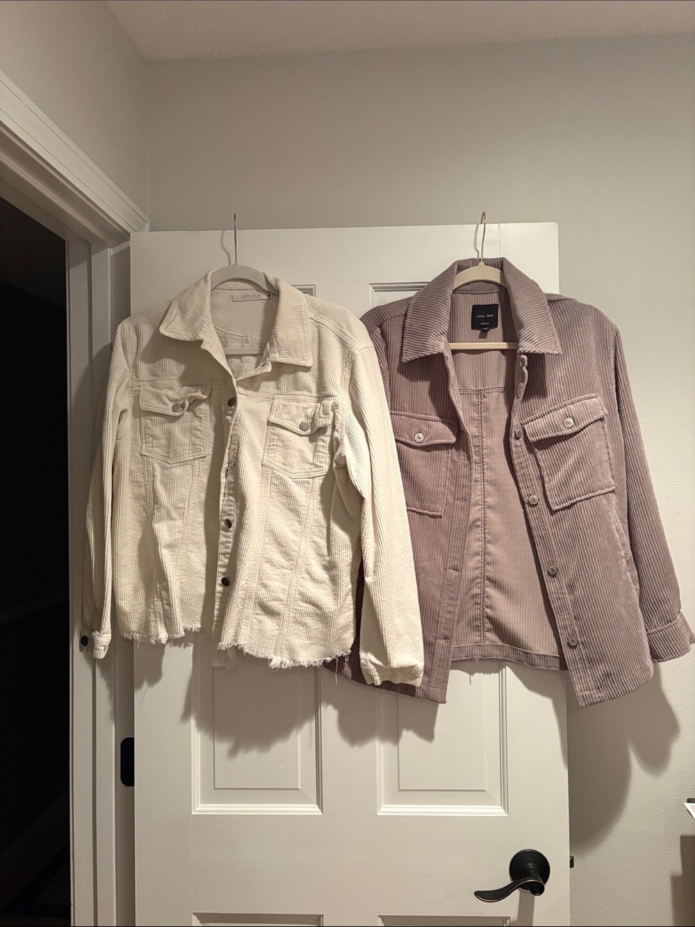 Corduroy Shacket Jacket - Cream & Dusty Mauve